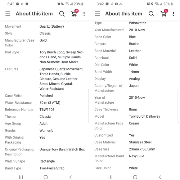 TORY BURCH DALLOWAY Navy Blue Leather Watch - Picture 7 of 8